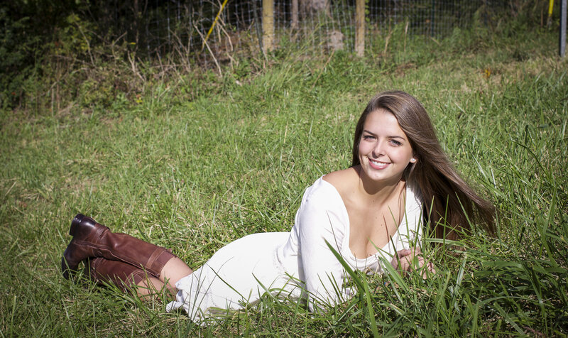 Woman in White Dress — Green, Serene, Afternoon, Photograph, Grass, Boots