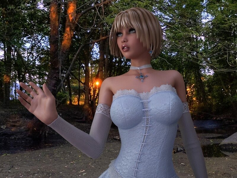 woman in white dress in forest