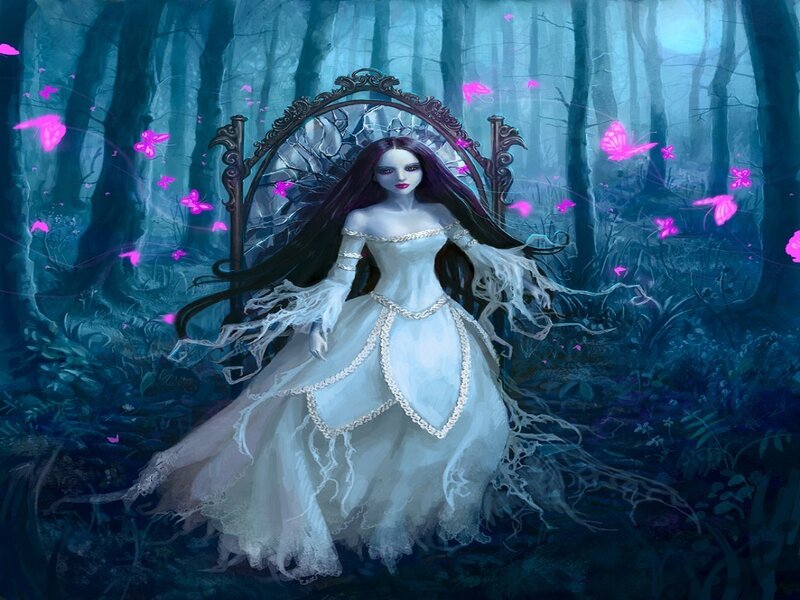 woman in white dress in forest