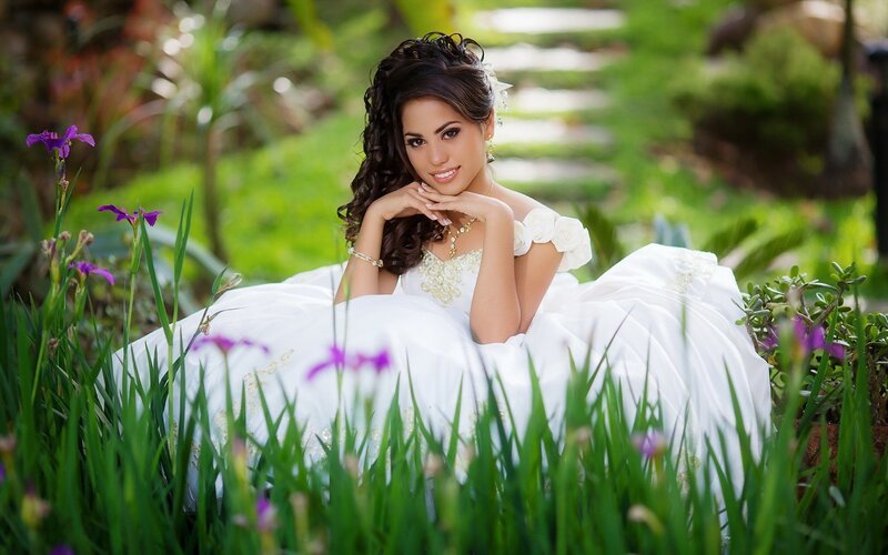 woman in white dress in garden