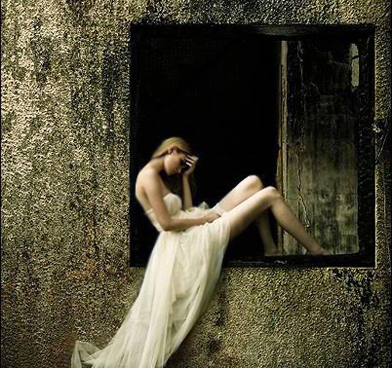Woman in White Dress — Melancholic, Photograph