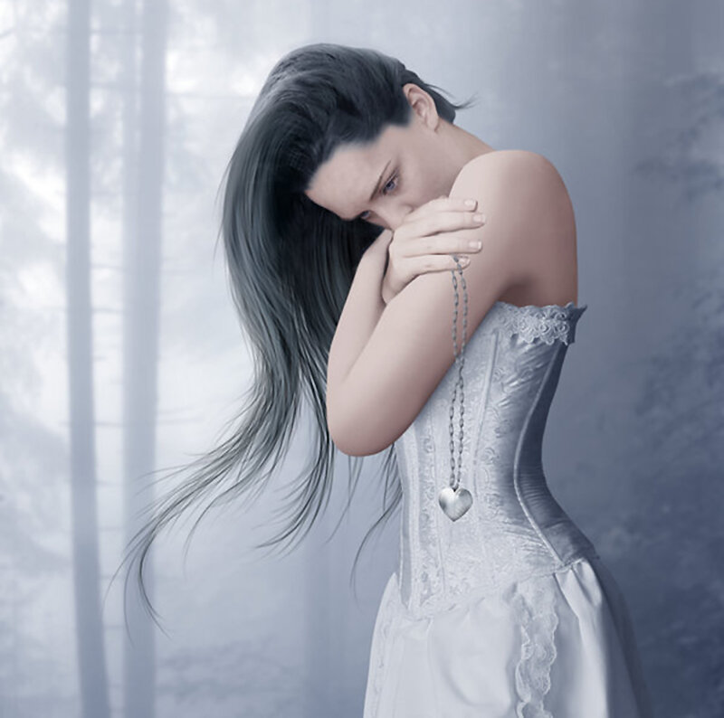 Woman in White Dress — Melancholic, Winter