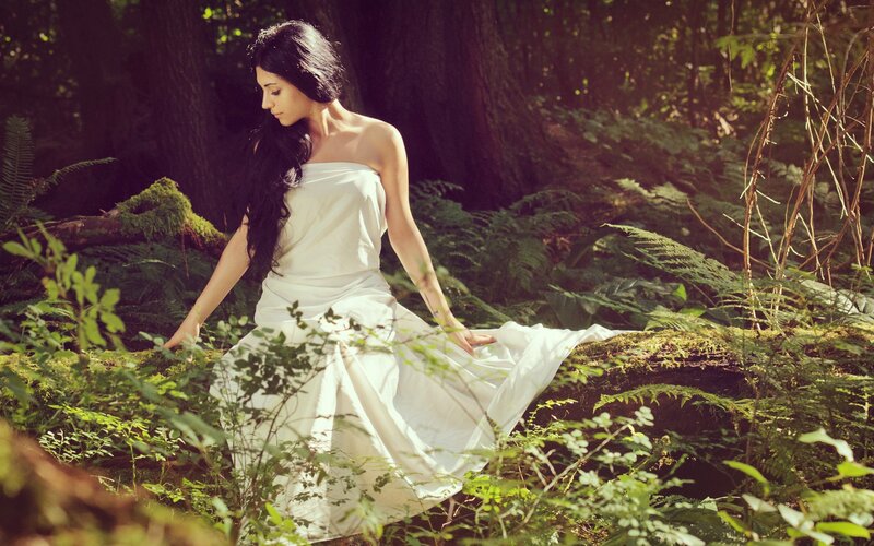 Woman in White Dress — Moss