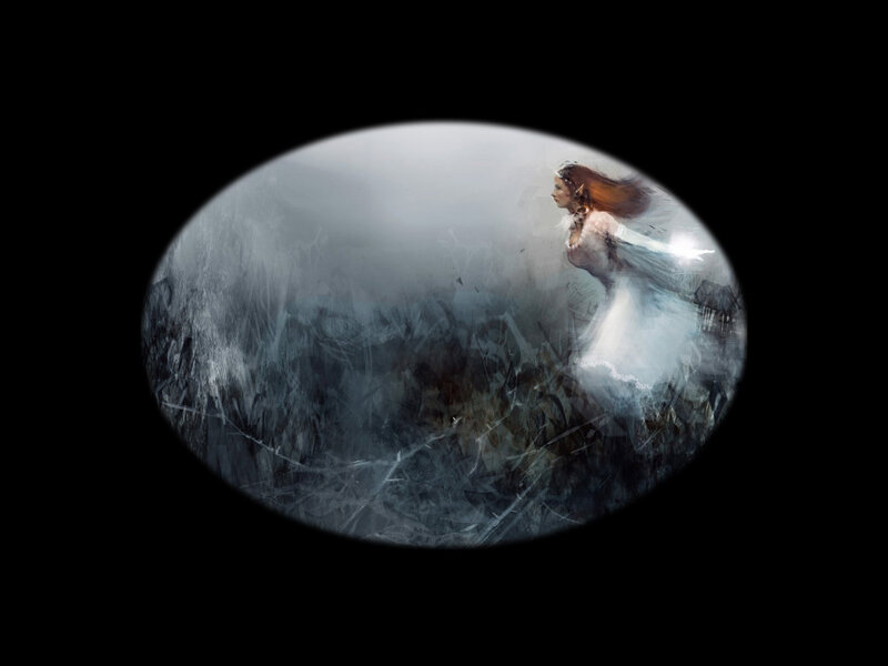 Woman in White Dress — Mysterious, Digital Art