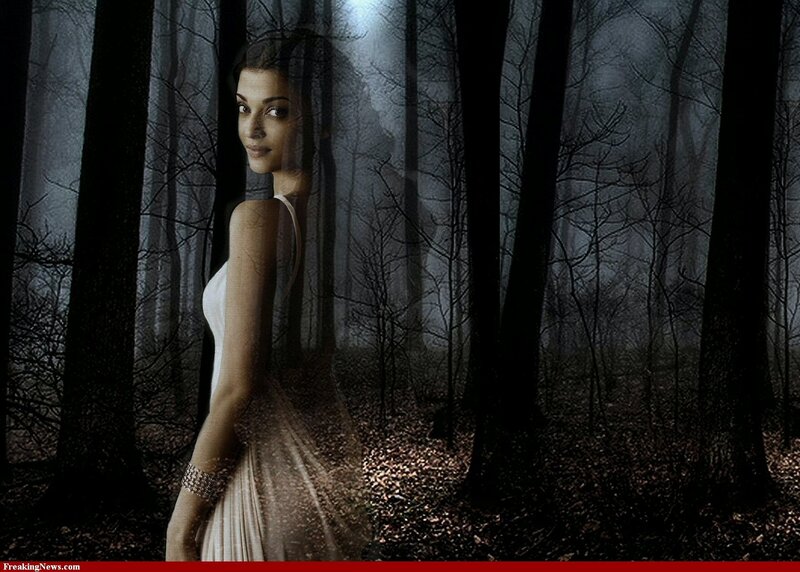 Woman in White Dress — Mysterious, Night, Digital Art, Forest