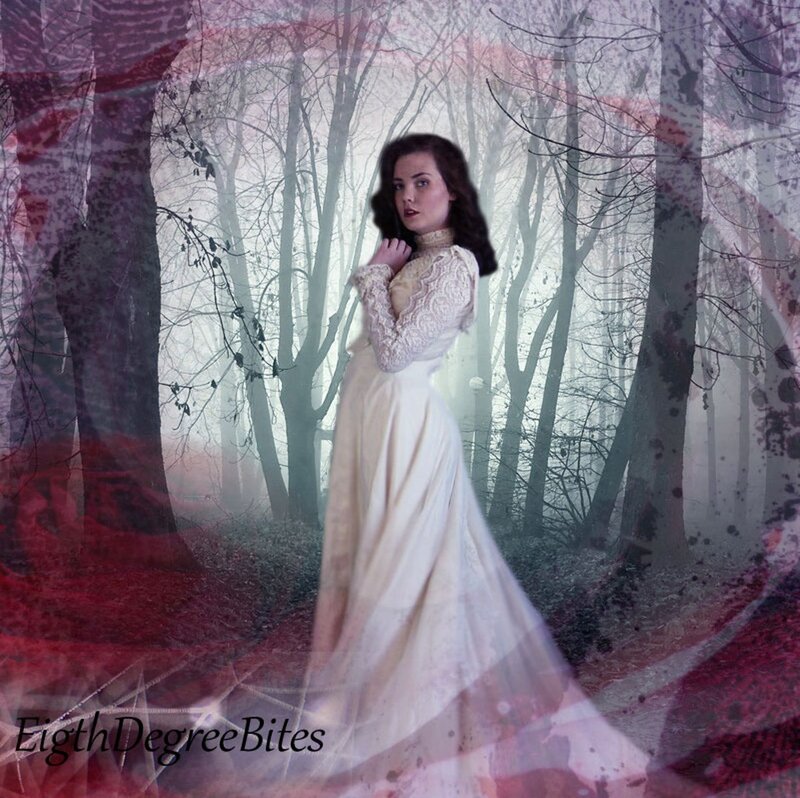 Woman in White Dress — Mysterious, Winter, Digital Art, Forest