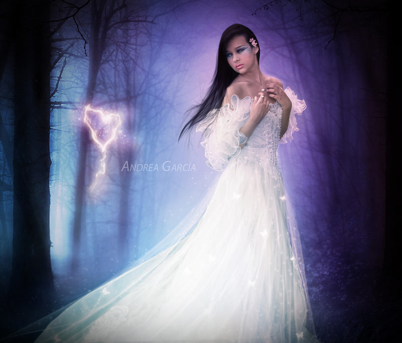 Woman in White Dress — Mystical, Night