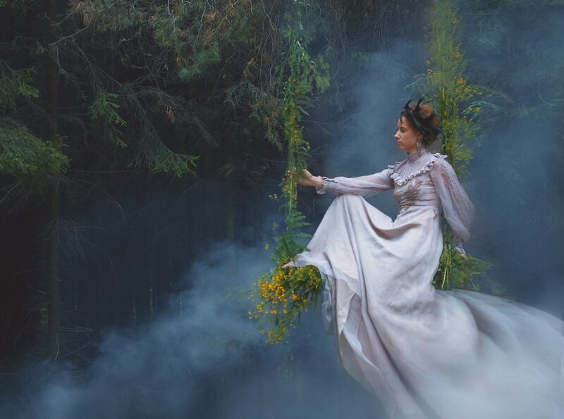 Woman in White Dress — Mystical, Photograph