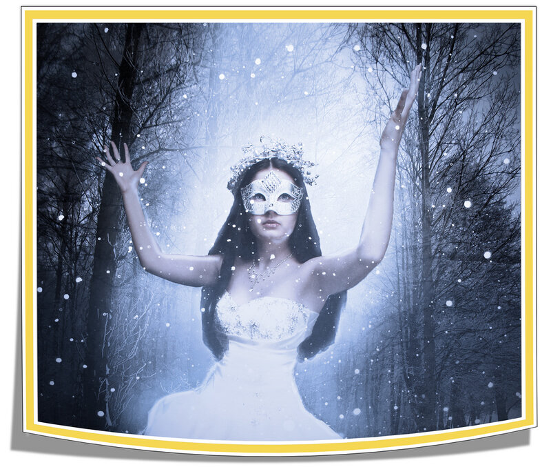 Woman in White Dress — Mystical, Winter, Digital Art