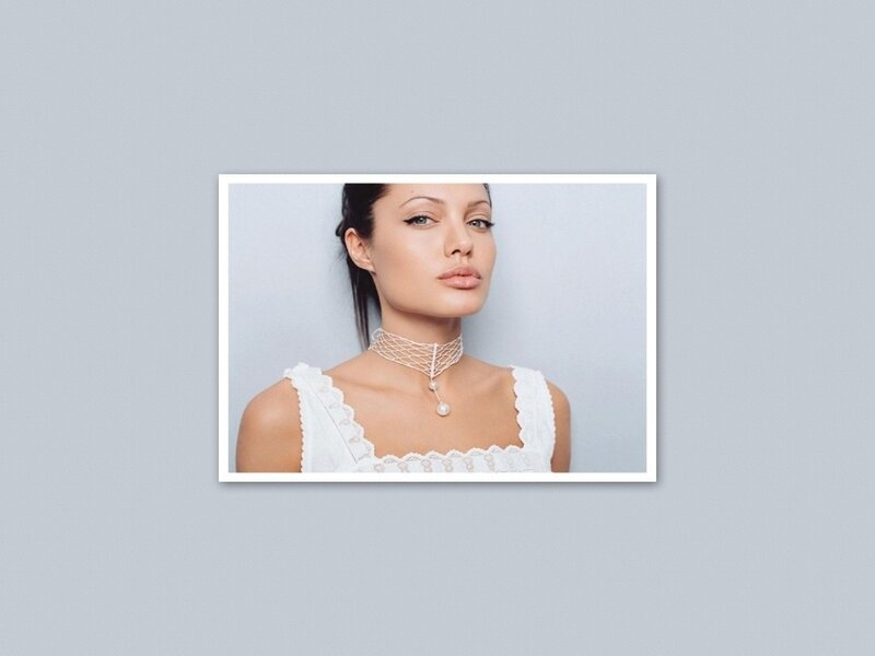 Woman in White Dress — Neutral, Photograph, Choker Necklace
