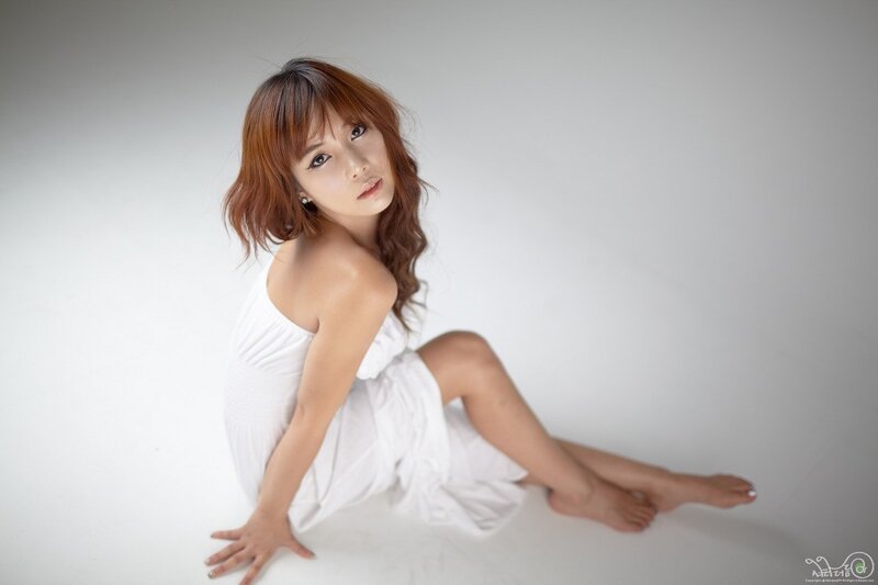 Woman in White Dress — Neutral, Photograph, Studio