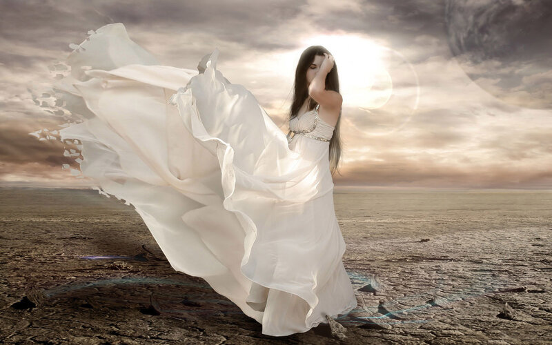woman in white dress on desert