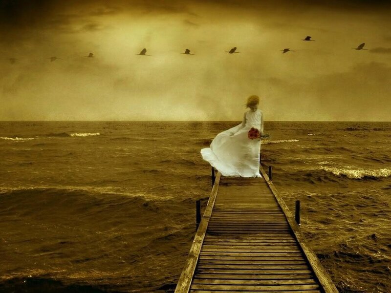 woman in white dress on pier