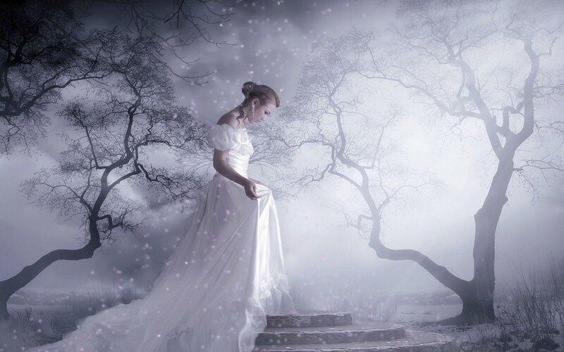 woman in white dress on steps