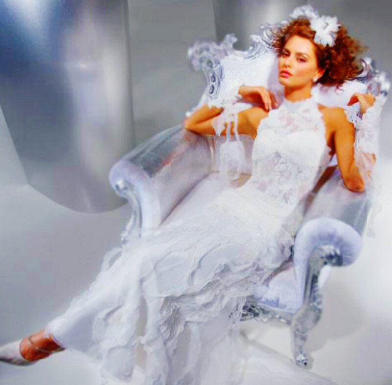 woman in white dress on throne
