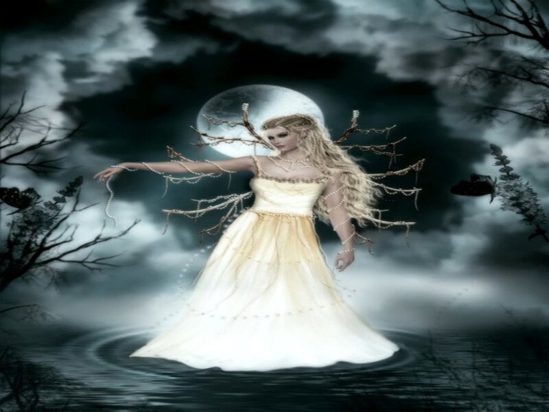 woman in white dress on water