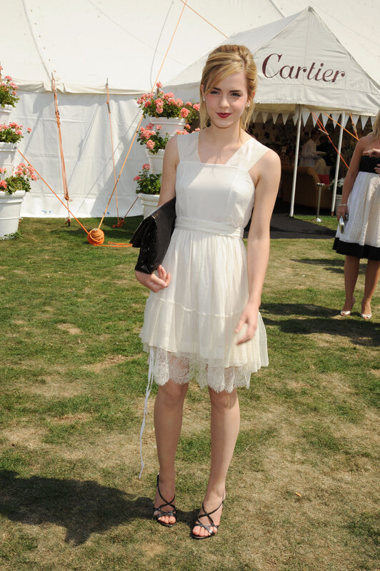 Woman in White Dress — Outdoor, Afternoon, Photograph, Tents, Flowers, Handbag