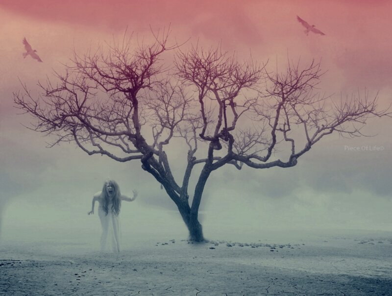 Woman in White Dress — Pink, Dramatic, Sunset