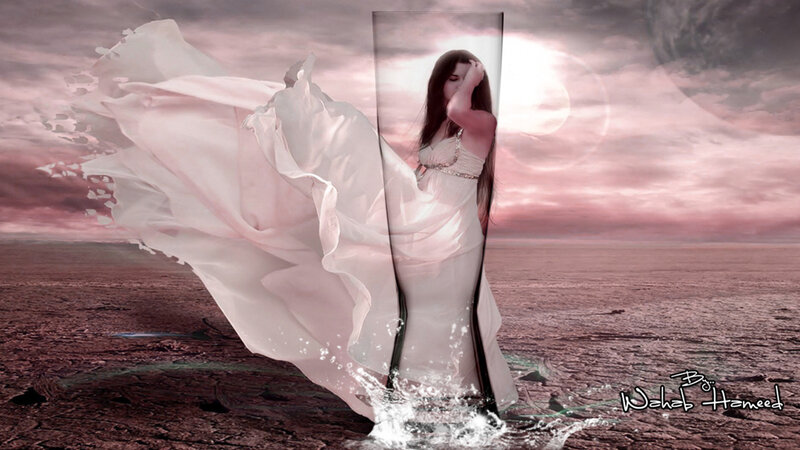 Woman in White Dress — Pink, Dramatic