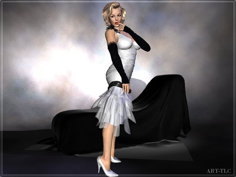 woman in white dress posing