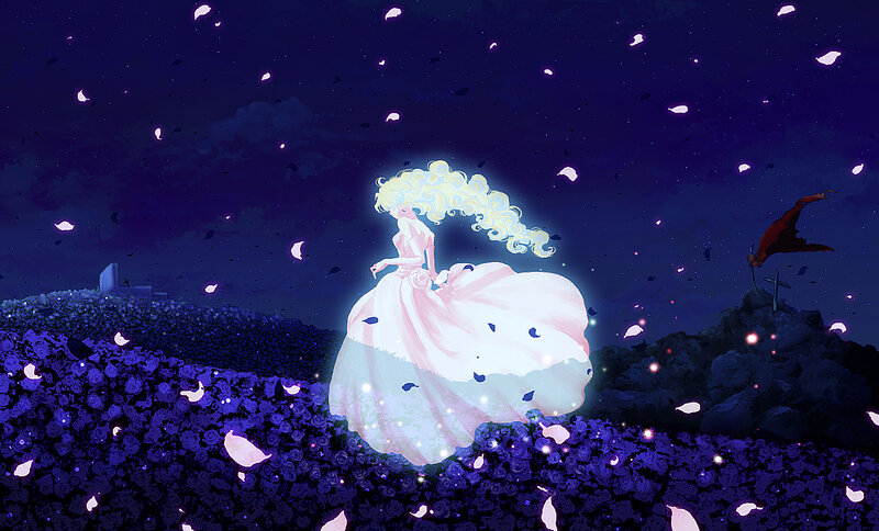 Woman in White Dress — Purple, Dramatic, Night, Anime