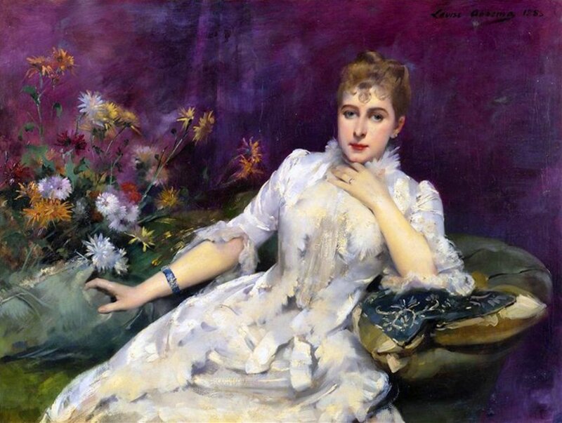 Woman in White Dress — Purple, Dramatic, Painting