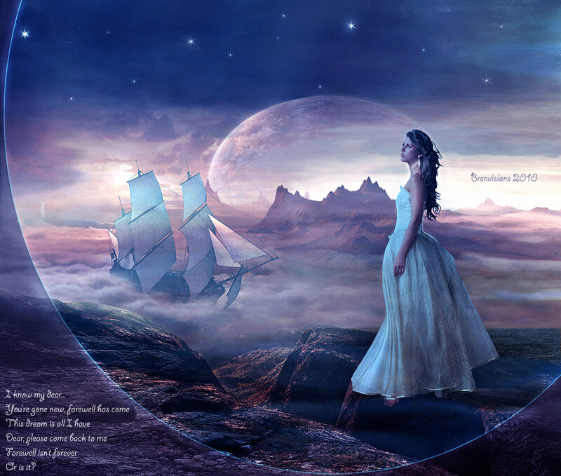 Woman in White Dress — Purple, Dreamy, Night