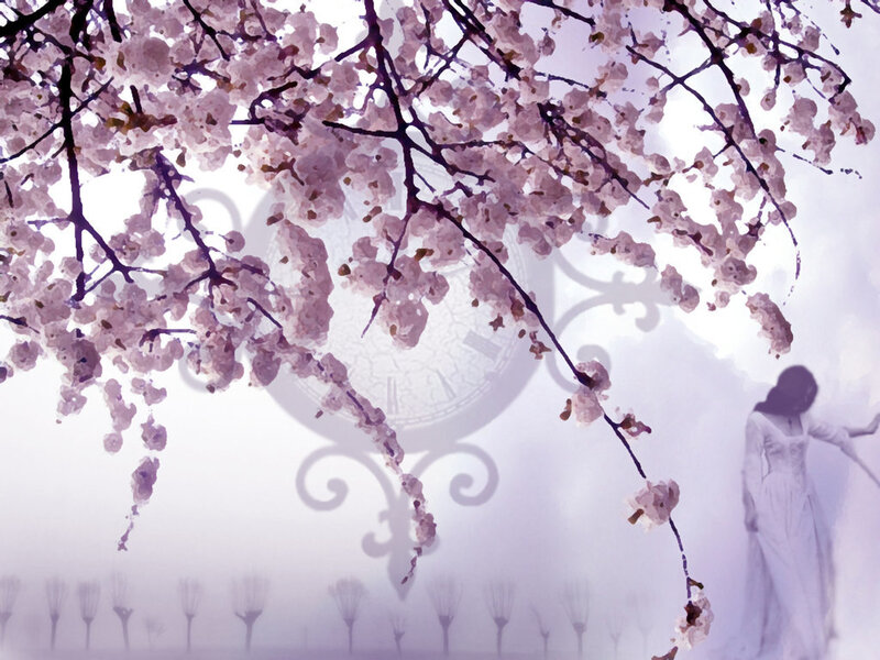 Woman in White Dress — Purple, Dreamy, Spring