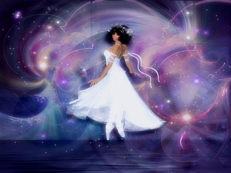 Woman in White Dress — Purple, Ethereal