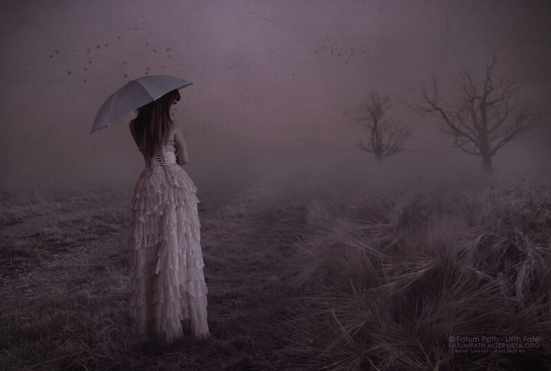 Woman in White Dress — Purple, Melancholic, Night, Digital Art