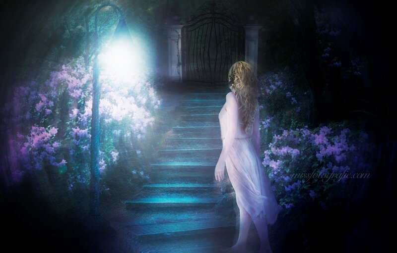 Woman in White Dress — Purple, Mysterious, Night