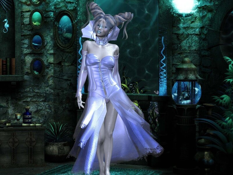 Woman in White Dress — Purple, Mysterious