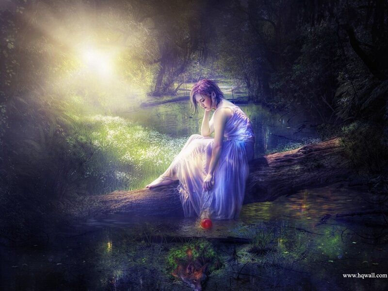 Woman in White Dress — Purple, Serene, Night
