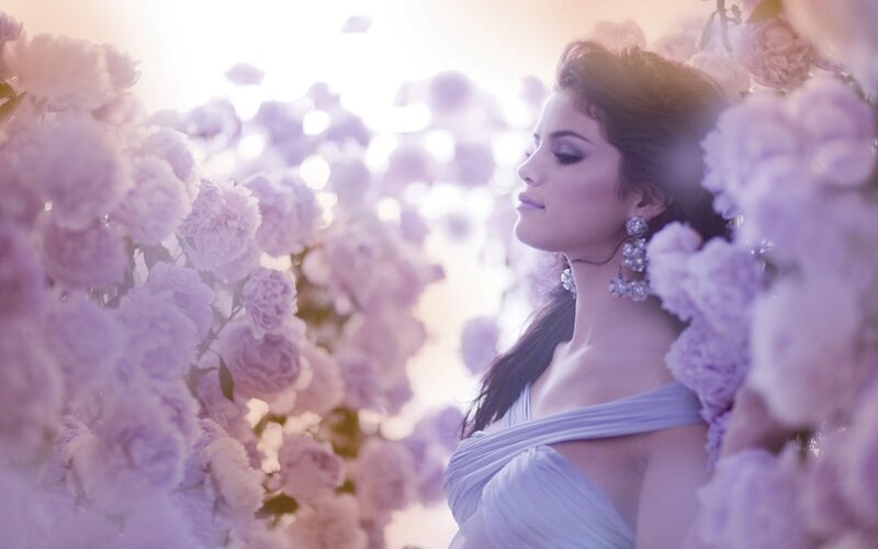 Woman in White Dress — Purple, Serene