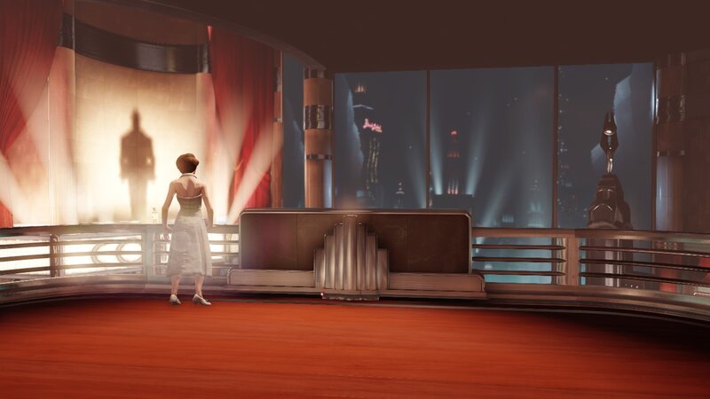 Woman in White Dress — Red, Dramatic, Night, 3d Render