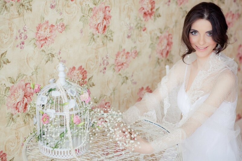 Woman in White Dress — Romantic, Photograph, Birdcage