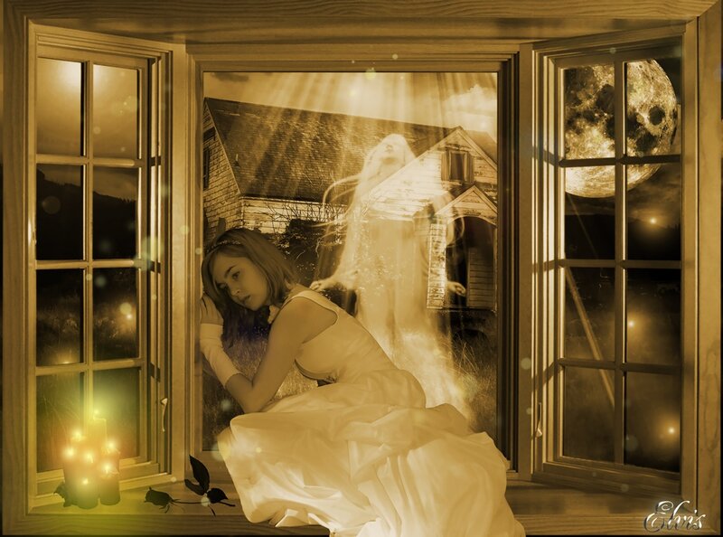 Woman in White Dress — Sepia, Dreamy