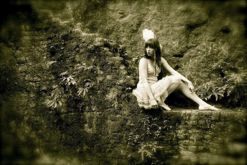 Woman in White Dress — Sepia, Melancholic