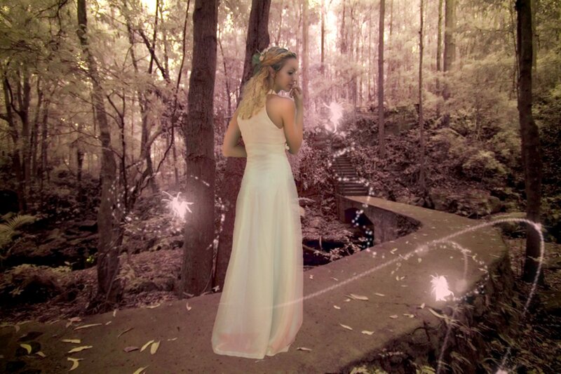 Woman in White Dress — Serene, Afternoon, Digital Art, Forest