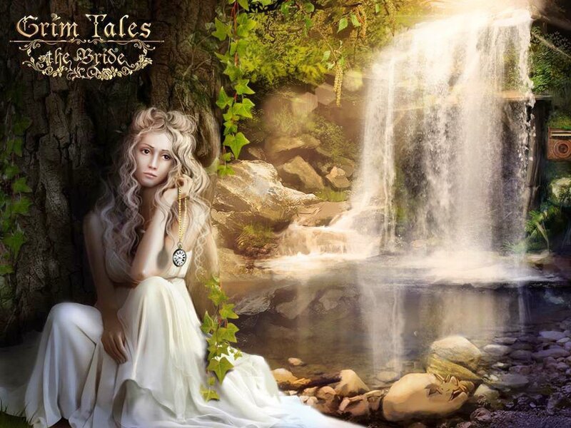 Woman in White Dress — Serene, Afternoon, Digital Art, Waterfall