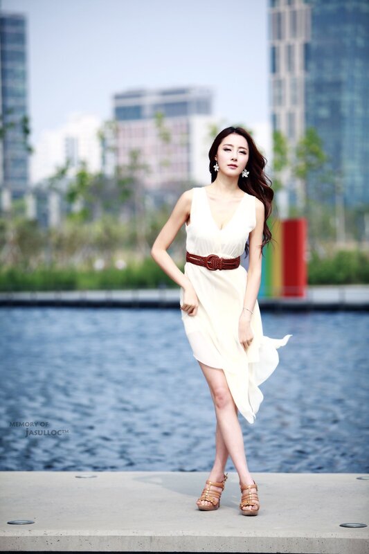 Woman in White Dress — Serene, Afternoon, Photograph, Belt