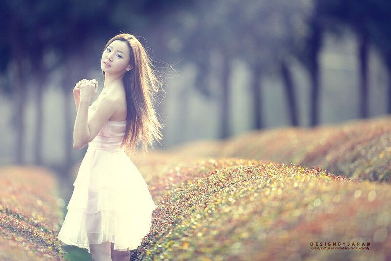 Woman in White Dress — Serene, Afternoon, Photograph, Field, Trees, Green, Brown