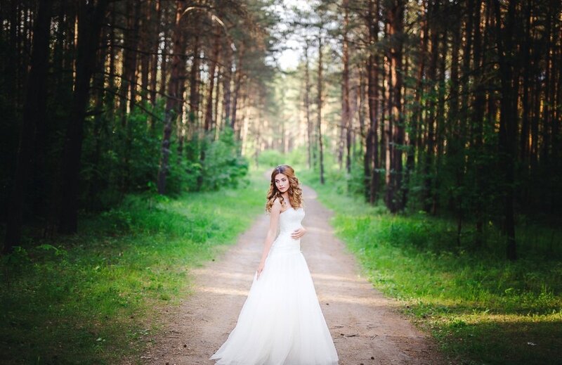 Woman in White Dress — Serene, Afternoon, Photograph, Forest, Path