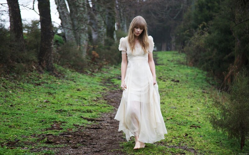 Woman in White Dress — Serene, Afternoon, Photograph, Forest, Path, Trees