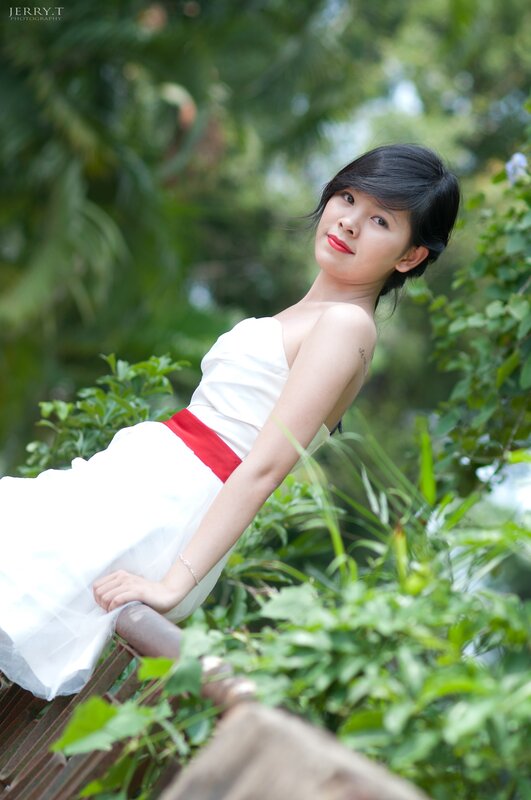 Woman in White Dress — Serene, Afternoon, Photograph, Greenery, Tattoo