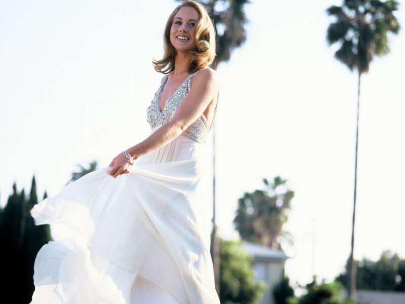 Woman in White Dress — Serene, Afternoon, Photograph, Palm Trees, Outdoor
