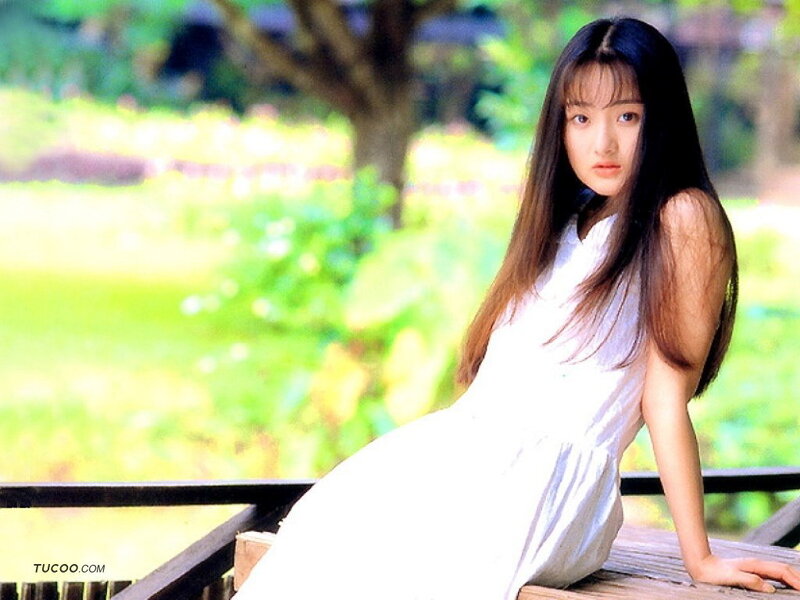 Woman in White Dress — Serene, Afternoon, Photograph, Tree, Bench, Green