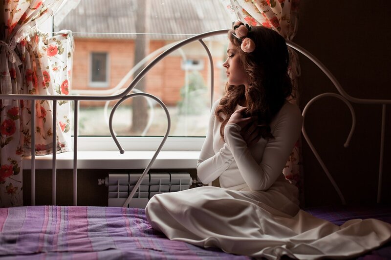 Woman in White Dress — Serene, Afternoon, Photograph, Window, Bed