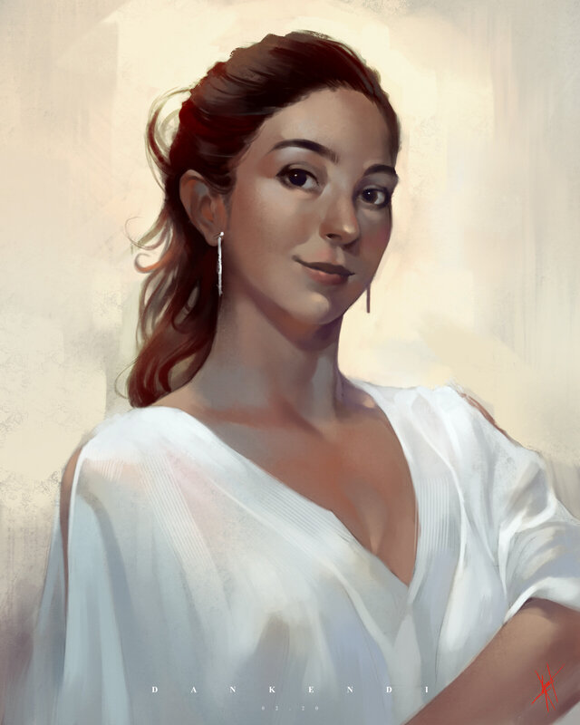 Woman in White Dress — Serene, Digital Art, Earring