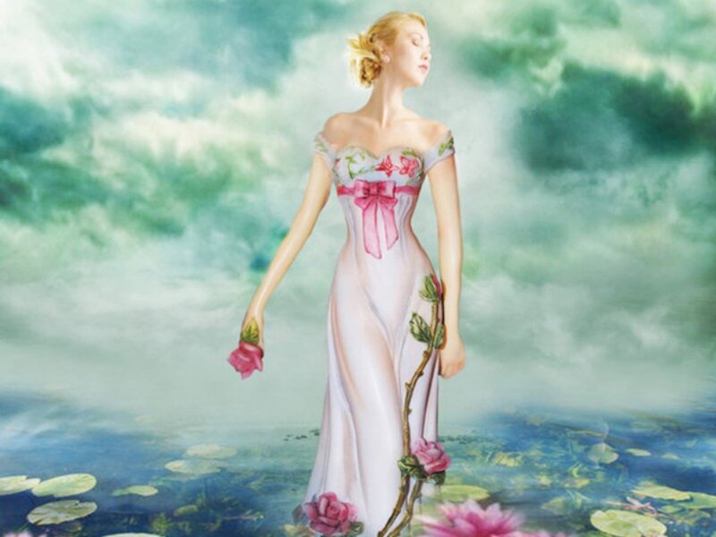 Woman in White Dress — Serene, Digital Art, Rose